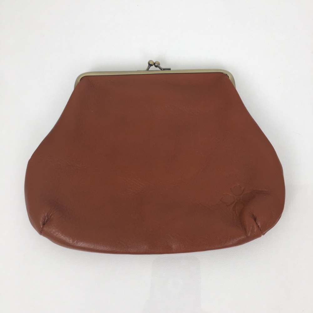 Patricia Nash Savena Kisslock Leather Wristlet Wallet Clutch Brown